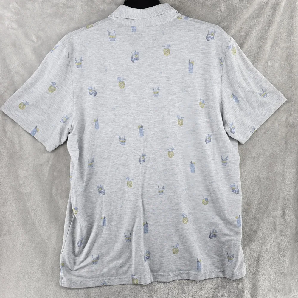 Travis mathew Polo‎ Shirt Mens 2XL Gray Vacation Skull Drinks Soft
